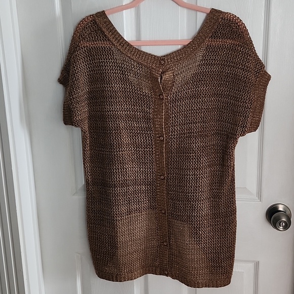 Boho Knit Top Size Large Highlow Hem Coastal Vibe Lightweight Beachy - Picture 5 of 6